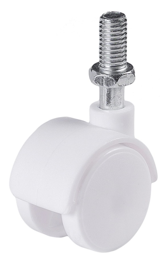 Мебельное колесо Larvij / Ларвидж LWT8-30WH двойное, поворотное, пластиковое, белое, диаметр 30мм / фурнитура