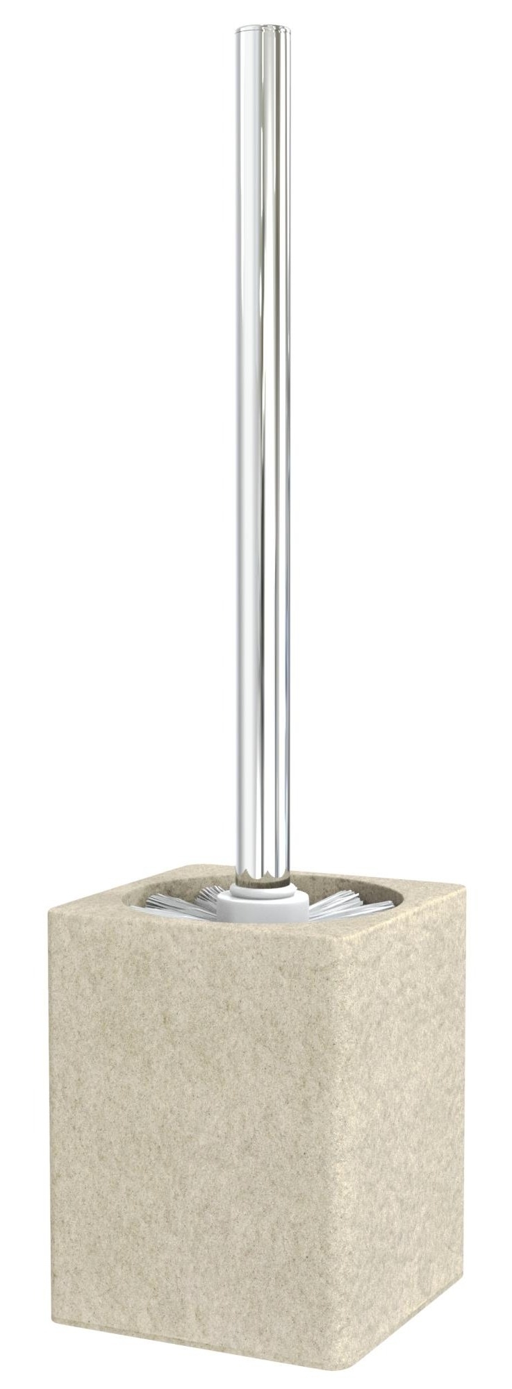 Ершик для унитаза Fora / Фора Stone Natural напольный, из полирезины, бежевый, размером 345×98х98мм / товары для дом