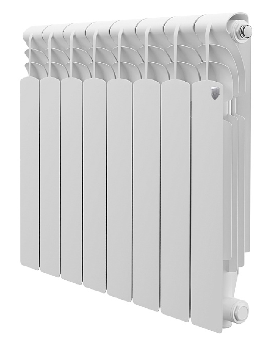 Секционный радиатор Royal Thermo / Роял Термо Revolution 500 2.0 алюминиевый, белый, 640х80х570мм, 8 секций, 20атм, теплоотдача 1360Вт / отопление