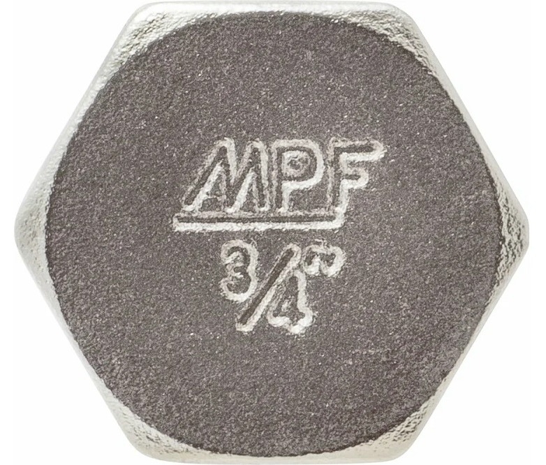 Заглушка для труб MPF / МПФ с прокладкой из никелированной латуни, серая, внутренняя резьба 3/4", 1шт. / крепеж и фурнитура