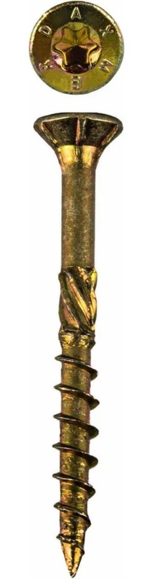 Саморез Daxmer / Даксмер универсальный потайной из инструментальной стали, желтый, 3х40мм, TORX, 1000шт. в упаковке / крепеж