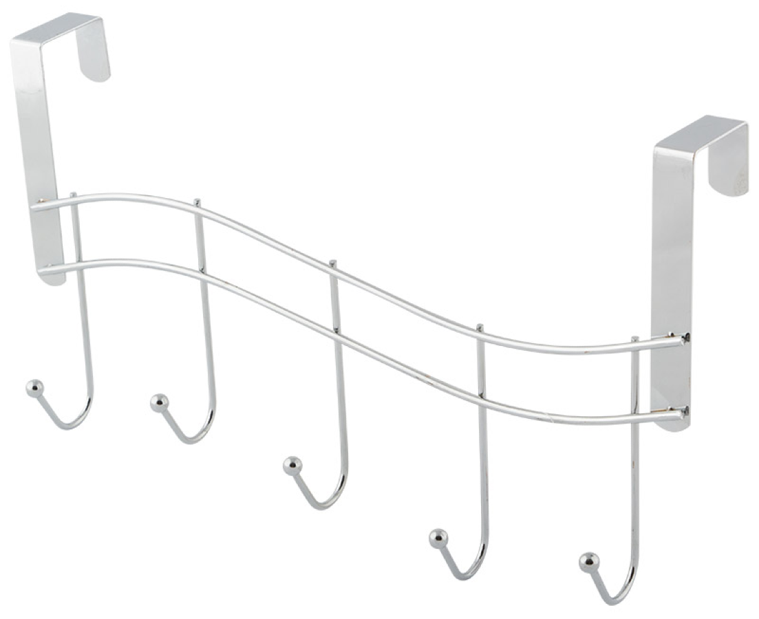 Вешалка навесная для одежды Рыжий кот на дверь, 5 крючков, металлическая, серебристая, 38х22х10.5см / товары для дома