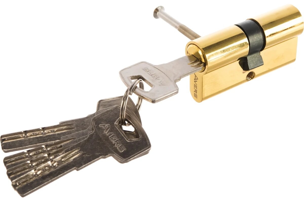 Цилиндровый механизм AVERS / Аверс ZM-60-G двухсторонний, с гальваническим покрытием, ключ-ключ, ЦАМ, цвет золото, 30/30, 60мм, секретность 5000 / фурнитура