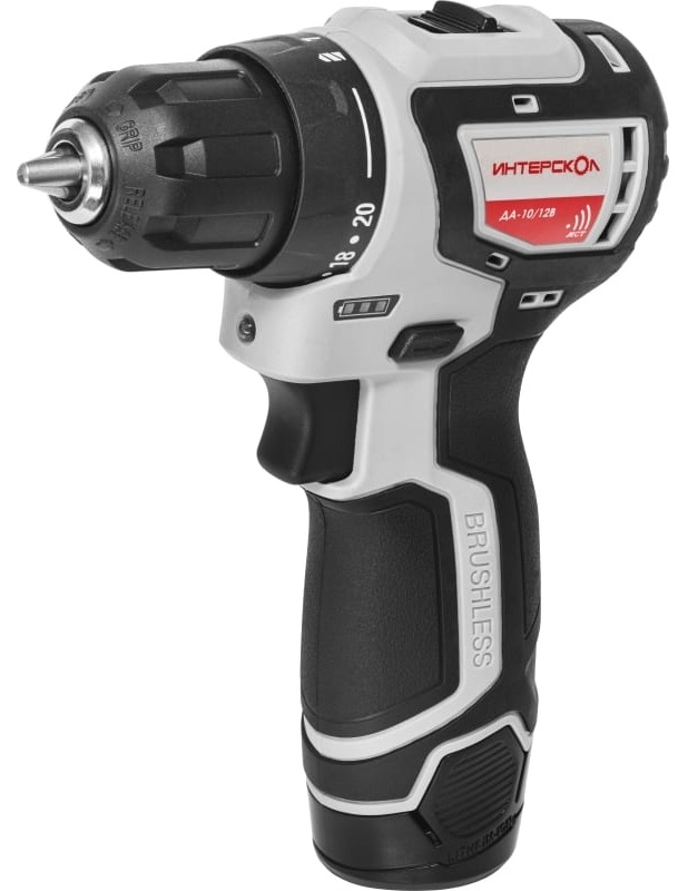 Дрель-шуруповерт аккумуляторная Интерскол МиниМАКС ДА-10/12В с 2 аккумуляторами в кейсе, 12В, Li-Ion 2А/ч, 36Нм, 2 скорости / электроинструмент