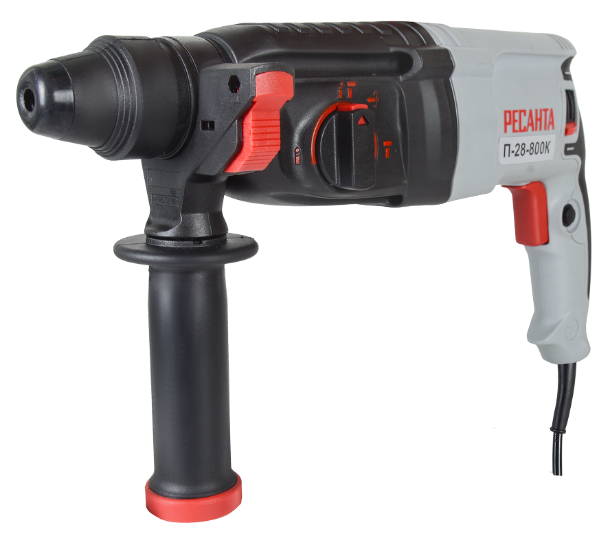 Перфоратор Ресанта П-28-800К в кейсе, щеточный, серый, SDS-Plus, 3 режима работы, 3.4Дж, 470х445х305мм, 800Вт / инструменты