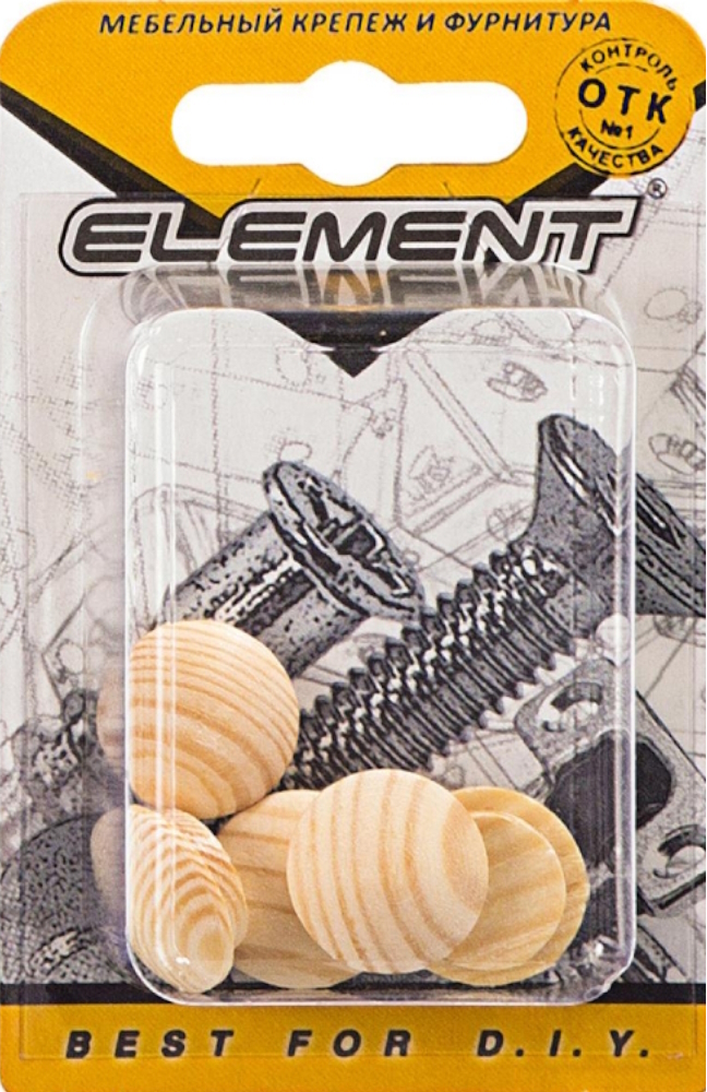 Заглушка декоративная Element / Элемент для скрытия отверстий, деревянная, цвет сосна, 12мм, 5шт. / строительство и ремонт