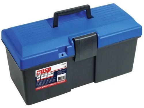 Ящик для инструментов USP / УСП из пластика, черный, 380х185х190мм / оборудование для мастерской