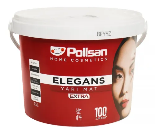 Краска для стен и потолков Polisan / Полисан Elegans Extra Yarimat антибактериальная, полуматовая белая, база А, 7.5л / лакокрасочные материалы