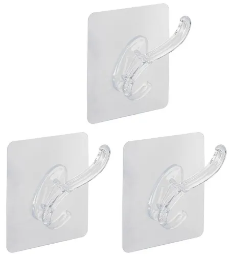 Крючок-вешалка для одежды Рыжий кот самоклеящийся мебельный настенный из ПВХ и акрила прозрачный, 7х7см, в упаковке 3шт. / товары для дома