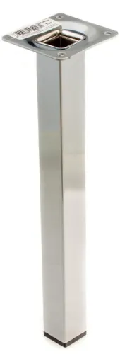 Ножка мебельная Стройбат квадратная, нерегулируемая, стальная, цвет хром, 25х25х250мм / фурнитура для мебели