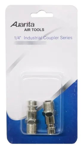 Переходник Auarita / Ауарита CS-08 для пневмоинструмента, из металла, штуцер, наружная резьба 1/4дюйма, 2шт. / оснастка