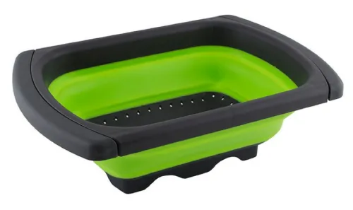 Дуршлаг Mallony / Маллони FRUTTI на раковину, складной с выдвижными ручками, из полипропилена, зеленый, 60х25х12см / товары для дома