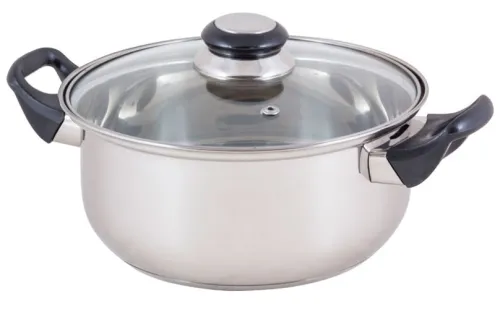 Кастрюля Mallony / Маллони BAK-S-03 с крышкой, из нержавеющей стали, диаметром 20см, высотой 9.5см, объемом 2.8л / посуда для кухни