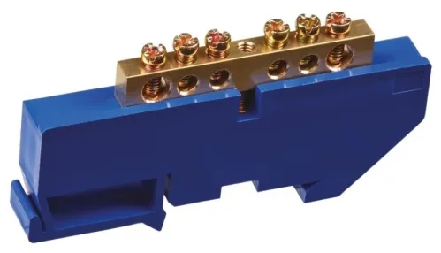 Нулевая шина Navigator / Навигатор NBB-М69-6D/В из латуни и бронзы, сечение провода 6-9мм², 100А, 6 контактов / электрика