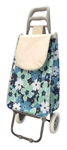 Сумка тележка Рыжий кот Незабудки на колесах, из полиэстера, металлический каркас, разноцветная, 25кг / хозяйственные товары