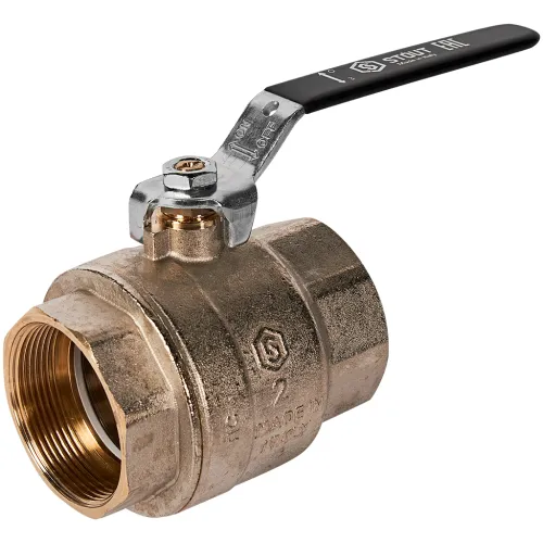 Кран шаровый для воды Stout / Стаут прямой полнопроходной, ручка рычаг, латунь, цвет желтый, внутренняя резьба 2" / запорная арматура