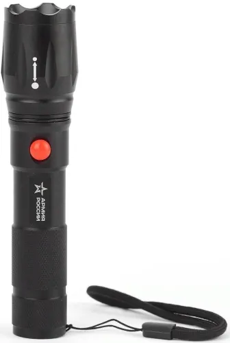 Ручной фонарь Армия России MA-701 аккумуляторный светодиодный, в пластиковом корпусе, черный, 155х35х35мм, 360Лм, 180м / аксессуары для туризма