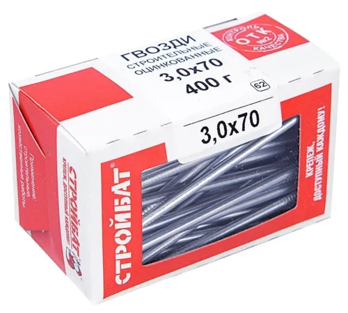 Гвозди строительные MIXTON Стройбат оцинкованные 3.0×70мм 0.4кг