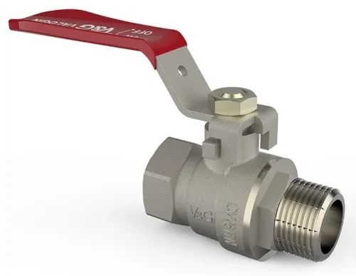 Кран шаровый V&G Optima, ручка рычаг, латунь, серый, 1"