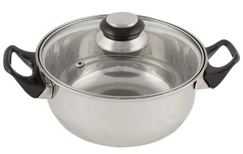 Кастрюля Mallony / Маллони BAK-S-02 с крышкой, из нержавеющей стали, диаметром 18см, высотой 8.5см, объемом 2л / посуда для кухни