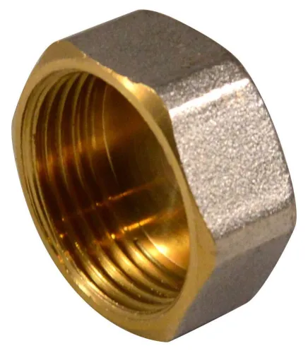 Заглушка для труб СТМ резьбовая из никелированной латуни, серая, внутренняя резьба 1", 1шт. / крепеж и фурнитура