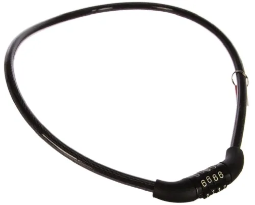 Замок для велосипеда Apecs / Апекс тросовый кодовый, стальной с ПВХ оболочкой, черный, диаметр 8мм, длина 650мм / противоугонный трос