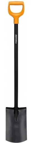Лопата штыковая Fiskars / Фискарс Solid с закругленным лезвием, черенком, из стали, 117см / садовый инструмент
