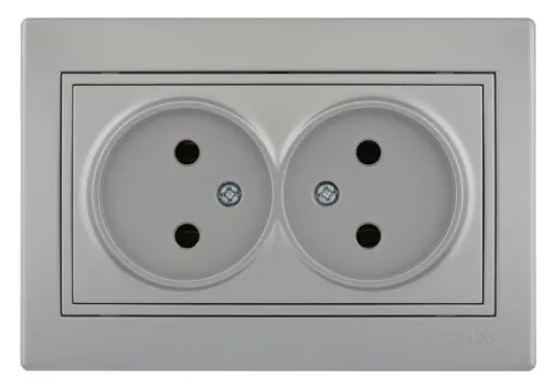 Розетка LEZARD MIRA 701-1010-128 2-местная серый металлик
