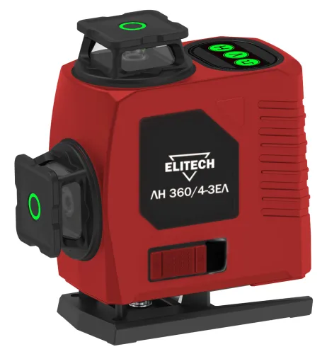 Лазерный уровень Elitech ЛН 360-4-ЗЕЛ, зеленые лучи, 25м
