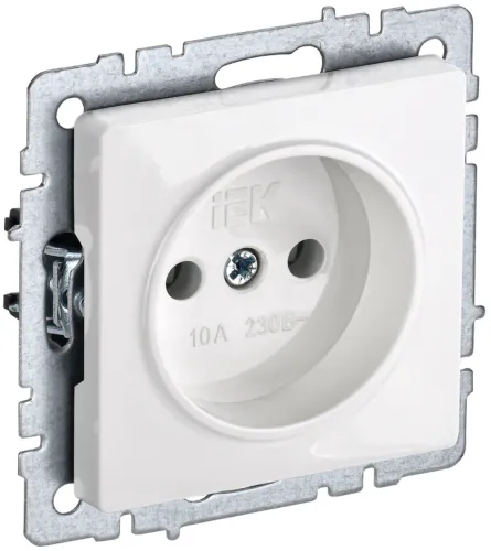 Розетка IEK Brite РС10-1-0-БрБ 1-местная, 10А, IP20, белая