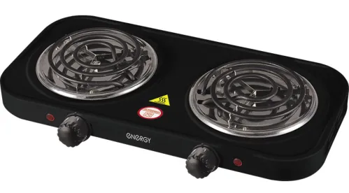 Электрическая плита Energy / Энерджи EN-904В настольная с двумя конфорками, из металла и чугуна, черная, 1000Вт / товары для дома