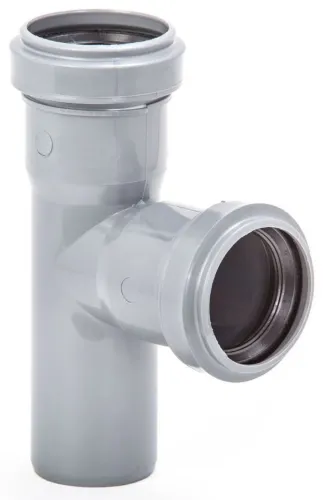 Тройник Lammin / Ламмин для внутренней канализации полипропиленовый, серый, размером 40х40мм/87.5° / водоснабжение
