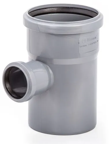 Тройник Lammin / Ламмин для внутренней канализации полипропиленовый, серый, размером 110х50мм/87.5° / водоснабжение