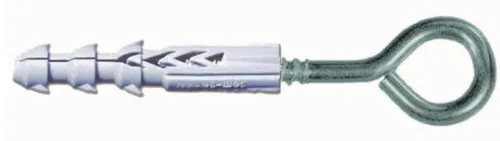 Крюк Стройбат кольцо, с дюбелем, оцинкованный, металлический, серый, 8×70мм, 1шт. / крепеж