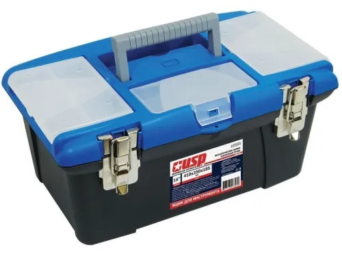 Ящик для инструментов USP 65585, пластик, черный, 410х250х185мм