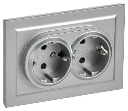 Розетка IEK Brite РСш12-3-БрА 2-местная 6359689