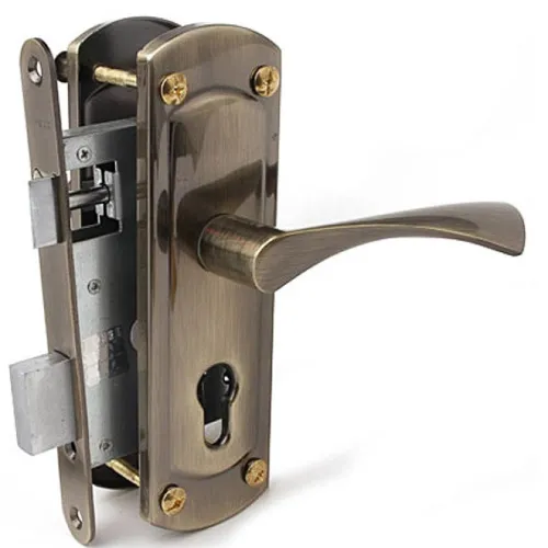 Замок врезной Apecs / Апекс ЗВ 1423-АВ цилиндровый, с защелкой и ручкой, в металлическом корпусе, цвет бронза, размер 200×82×22мм / фурнитура