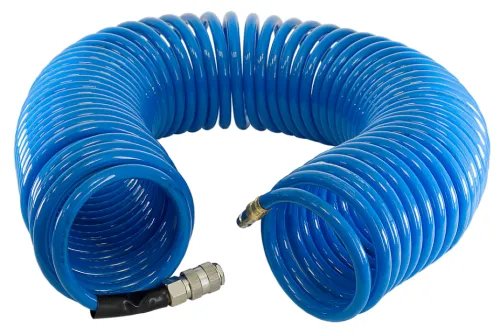 Шланг для компрессора Fubag / Фубаг пневматический, воздушный, спиральный, с фитингами, полиуретановый, синий, диаметр 8-12мм, 15бар, 20м / инструменты