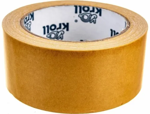 Клейкая лента Kroll двусторонняя, полипропилен, 48мм x 25м, желтая