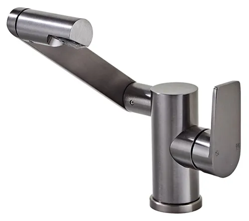 Смеситель ARGOTECH / Арготек ALTRA для умывальника, однорычажный, из алюминия, цвет оружейная сталь, излив 195мм, под отверстие диаметром 42мм / сантехника