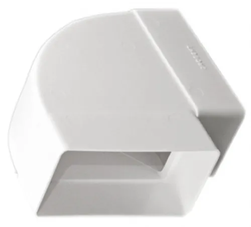 Колено для воздуховода ERA / Эра плоское горизонтальное пластиковое, белое, 104х60мм / вентиляция