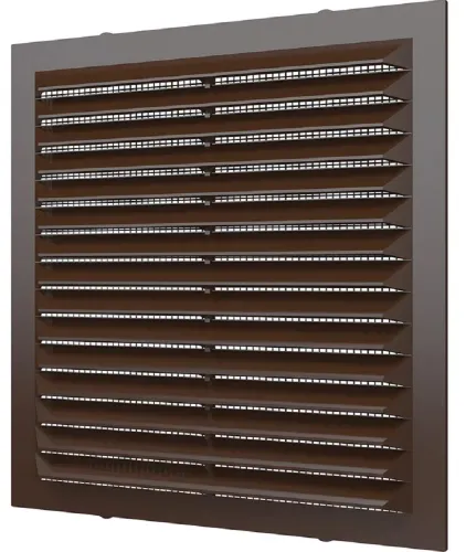 Решетка вентиляционная ЭРА 1313С с сеткой, из пластика, коричневая, размер 138х138мм / строительство и ремонт