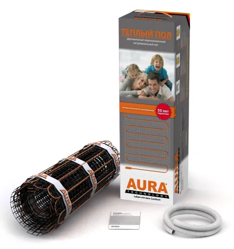 Нагревательный мат Aura / Аура Heating МТА 300-2.0 с двужильным экранированным кабелем, на армирующей сетке, 230В, 4х0.5м, 300Вт / теплый пол