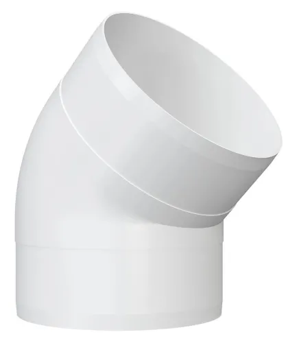 Колено для воздуховода ERA / Эра круглое, пластиковое, белое, диаметр 100мм / вентиляция