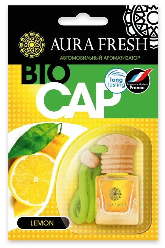 Ароматизатор автомобильный Aura Fresh / Аура Фреш Bio Cap Lemon подвесной, цитрусовый, 6мл / автотовары
