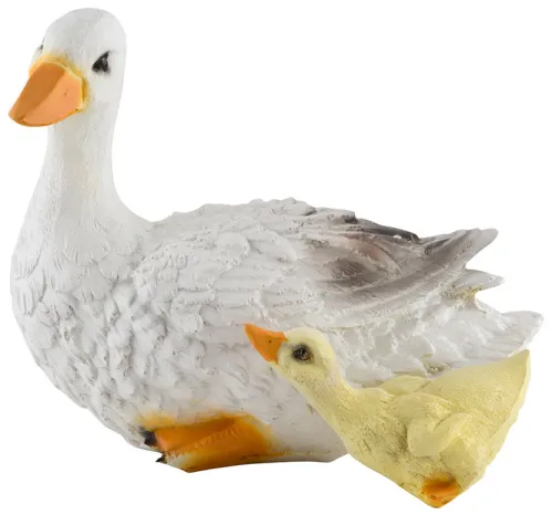 Фигурка садовая Park / Парк Утка с утенком декоративная, из полистоуна, 26х18х20см / дом и сад