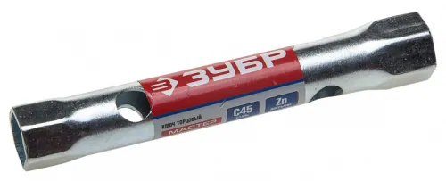 Ключ торцевой Зубр Мастер трубчатый, двухсторонний, прямой, оцинкованный, из углеродистой стали, 17х19мм, длина 140мм / инструменты