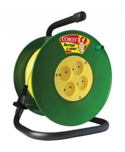Удлинитель силовой Союз 481S-3102 на катушке, провод ПВС, 4 розетки, 20м / электрика