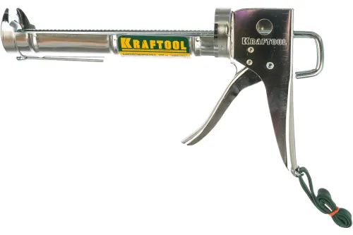 Пистолет для герметика Kraftool / Крафтул Professional полукорпусной в хромированном стальном корпусе, длина 320мм / инструменты для ремонта и строительства