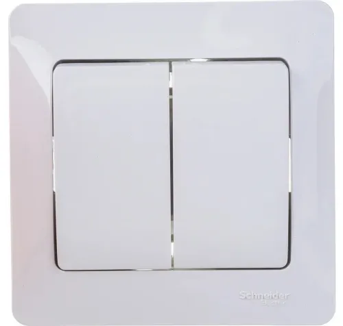 Двухклавишный выключатель Schneider Electric Glossa, белый, 250В, 10А